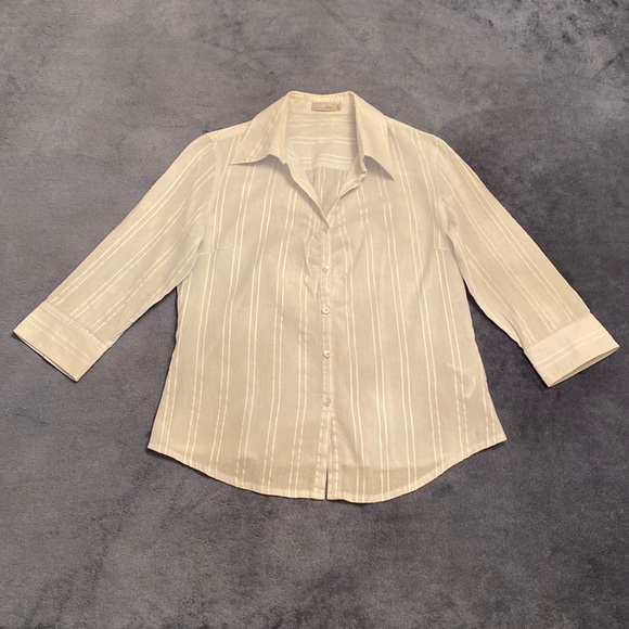 U2 Ladies Light Blue White Stripes Button Down Shirt - Picture 1 of 10